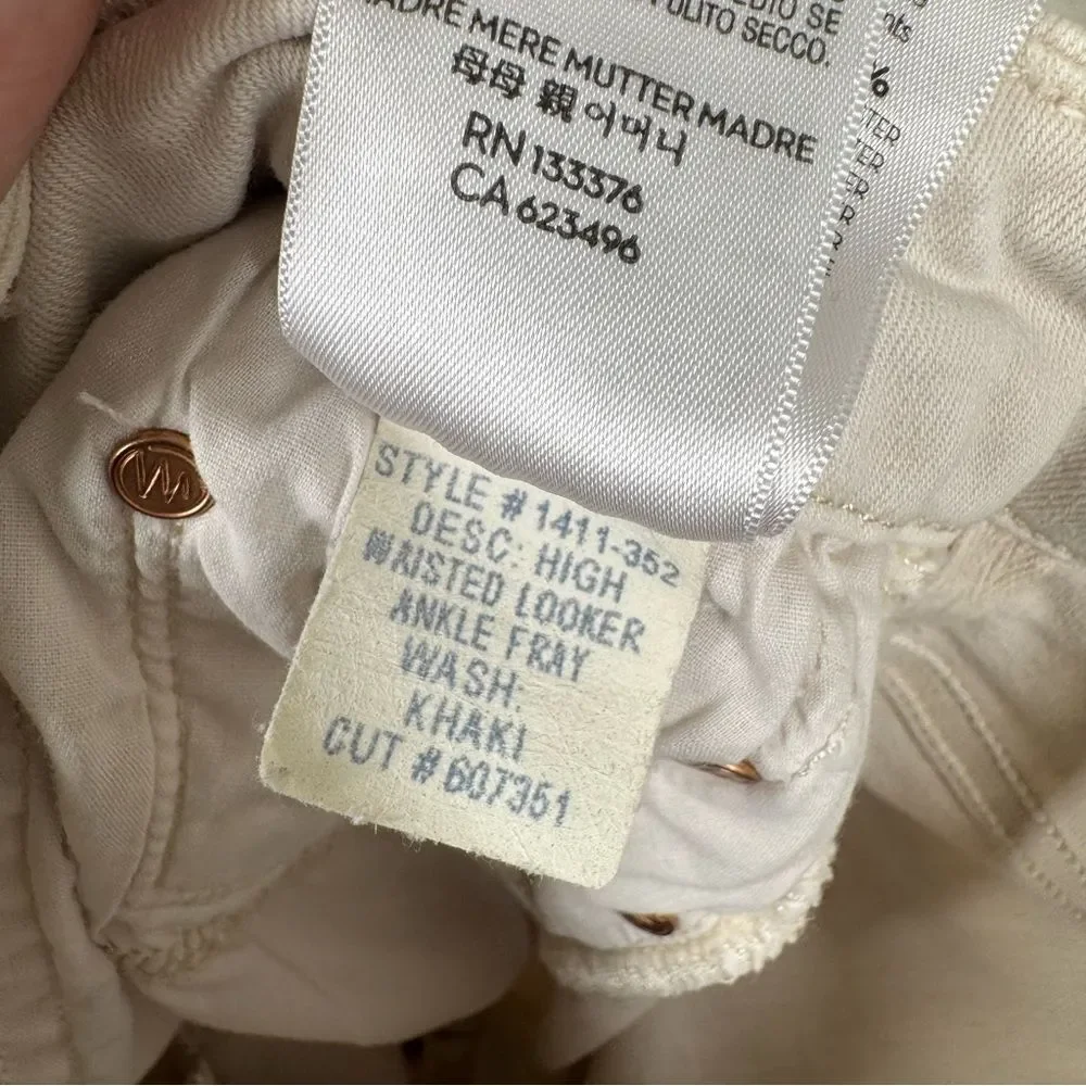 Mother High Waisted Looker Ankle Fray Pretty Just Strolled In The City Cream 27